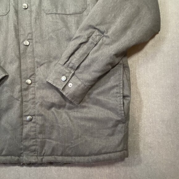 Mens Rugged Elements Dark Gray Jacket Snap Button Pockets SZ L Quilted Lining - Picture 5 of 10
